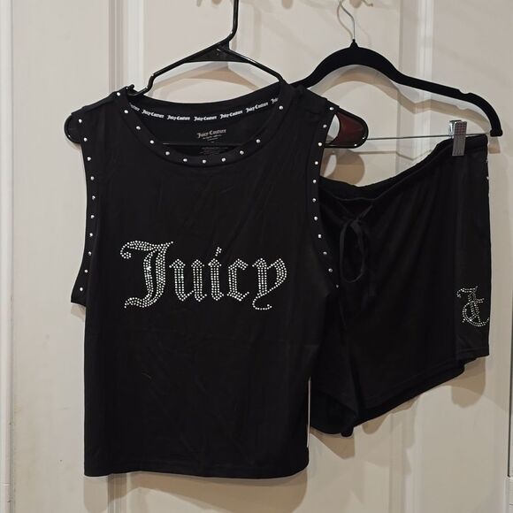 Juicy Couture Studded Rhinestone Logo Tank & Short PJ Set - Picture 5 of 7